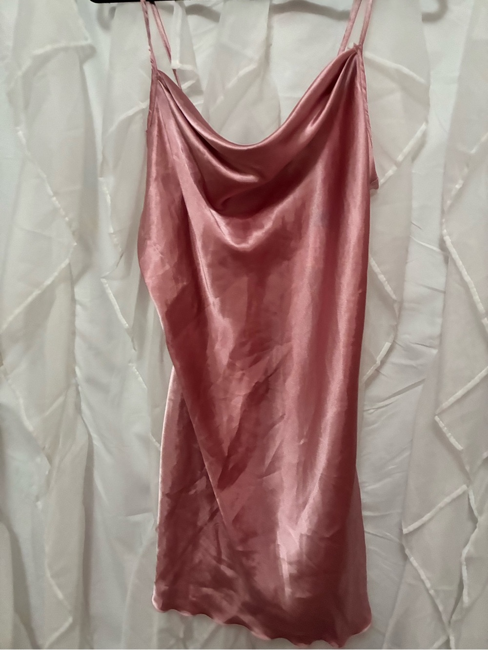 bebe Rose Satin Cowl Neck Chemise Slip